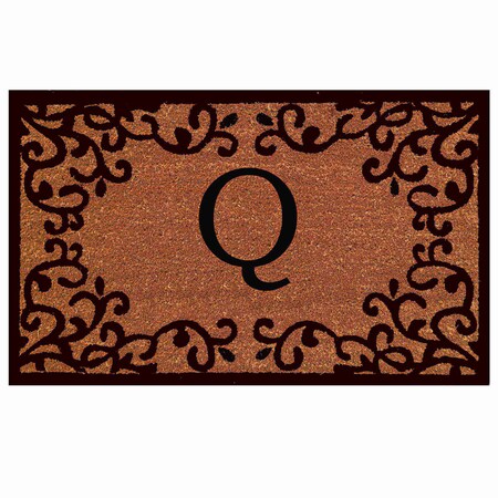 Monogram Door Mat, Natural, Black, 18 in W x 30 in L
